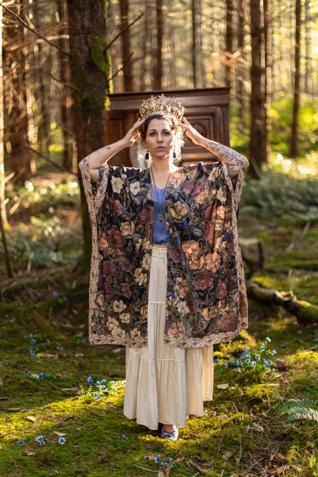Lionheart Bohemian Goddess Starduster Kimono with botanicals