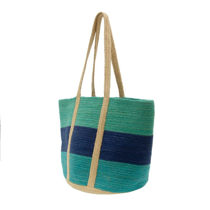 Multi Colored Colorblock Maye Jute Tote