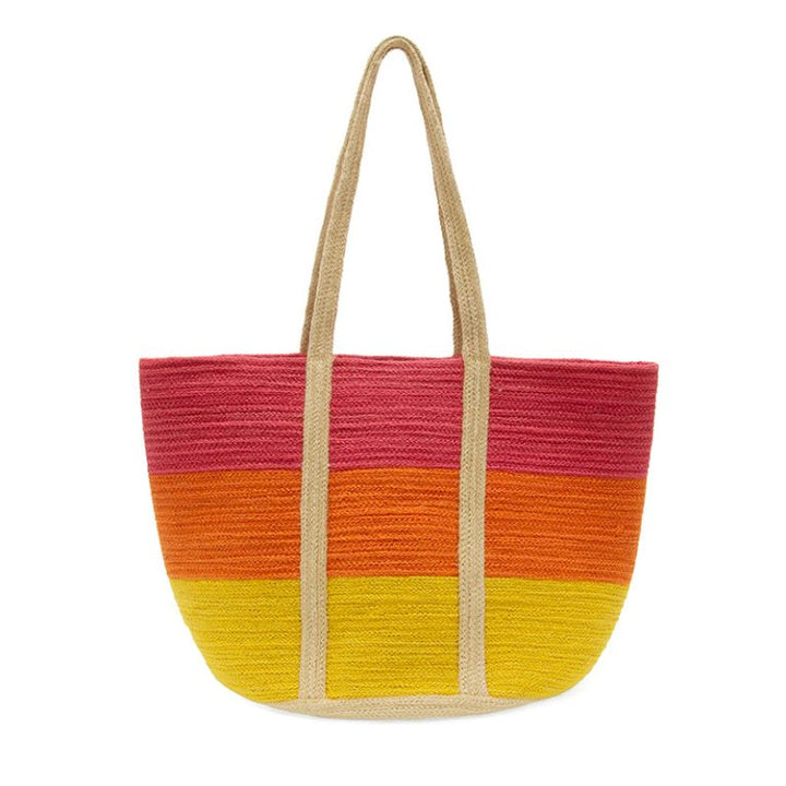 Multi Colored Colorblock Maye Jute Tote