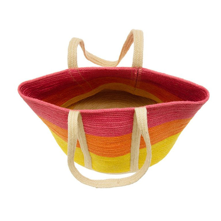 Multi Colored Colorblock Maye Jute Tote