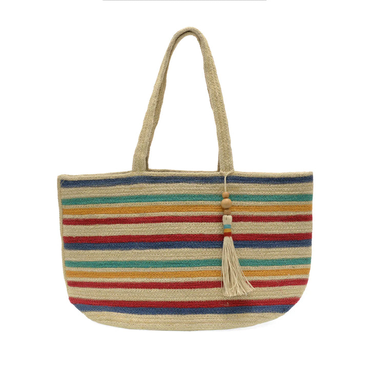 Multi Striped Anita Jute Tote W/ Tassel