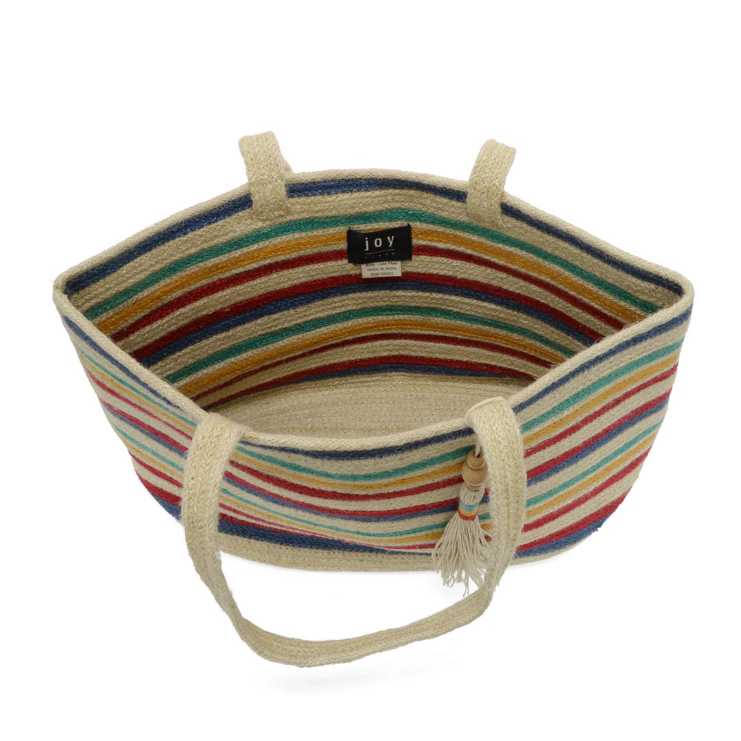 Multi Striped Anita Jute Tote W/ Tassel