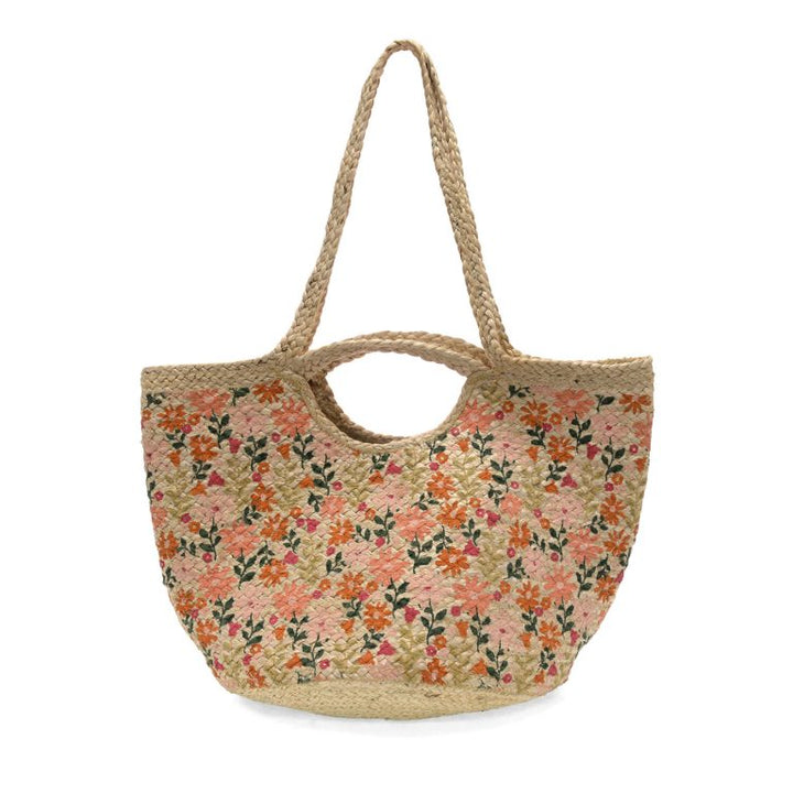 Coral Painted Daisies Anya Jute Tote