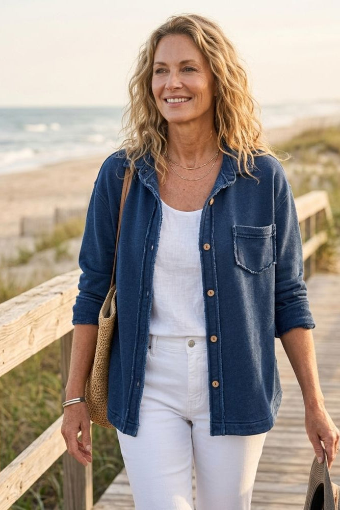Color Washed Terry Anywhere Shacket