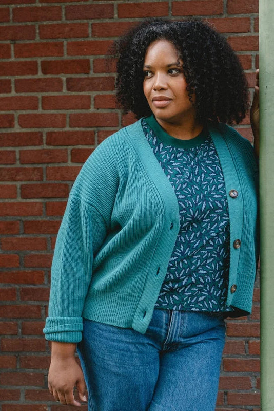 Fisherman Cardigan Teal