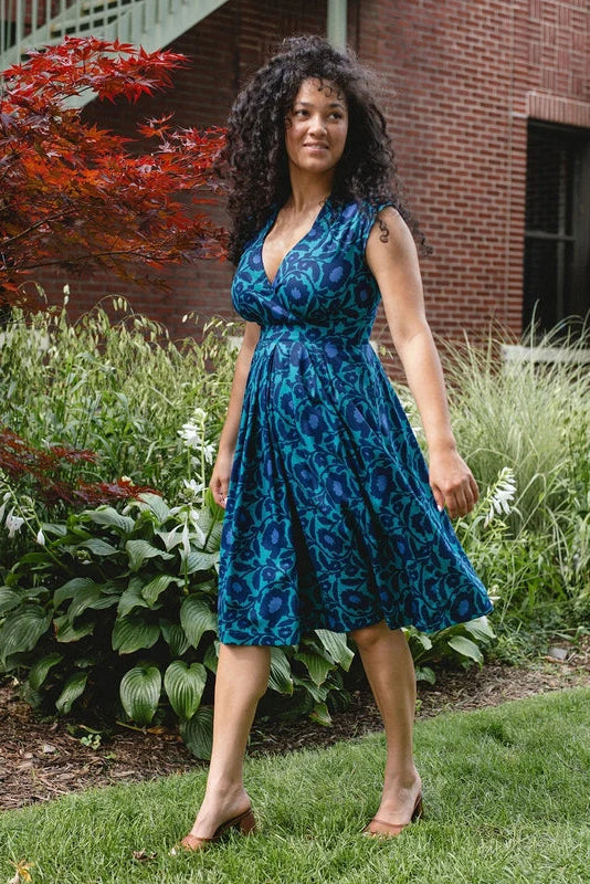 Lucille Dress Deep Teal Floral