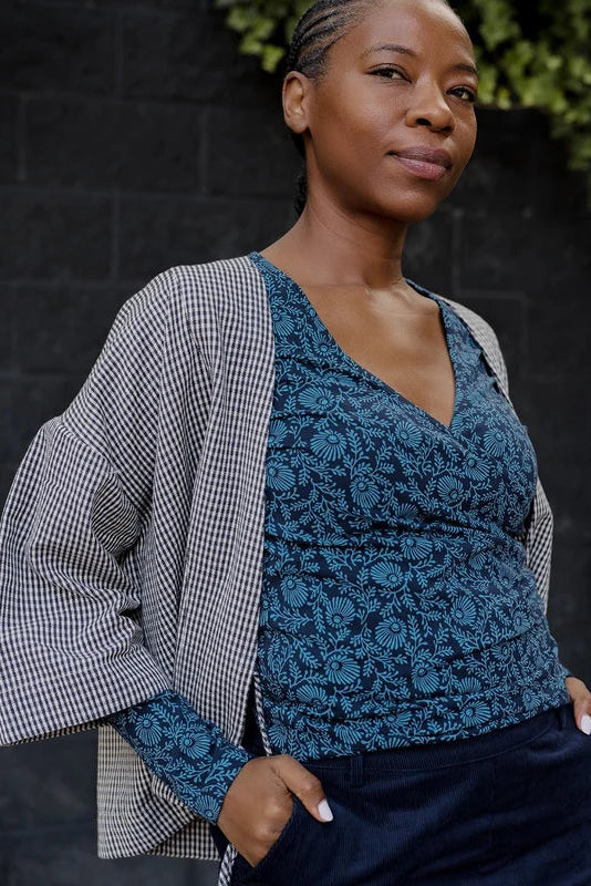 Gillian Wrap Top Teal Vine
