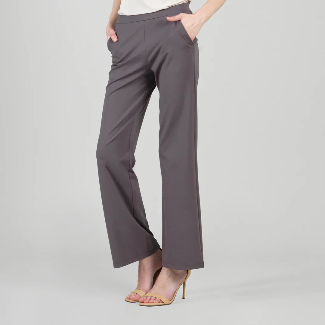 Rayon-Ponte Knit Loose Leg Pocket Pant