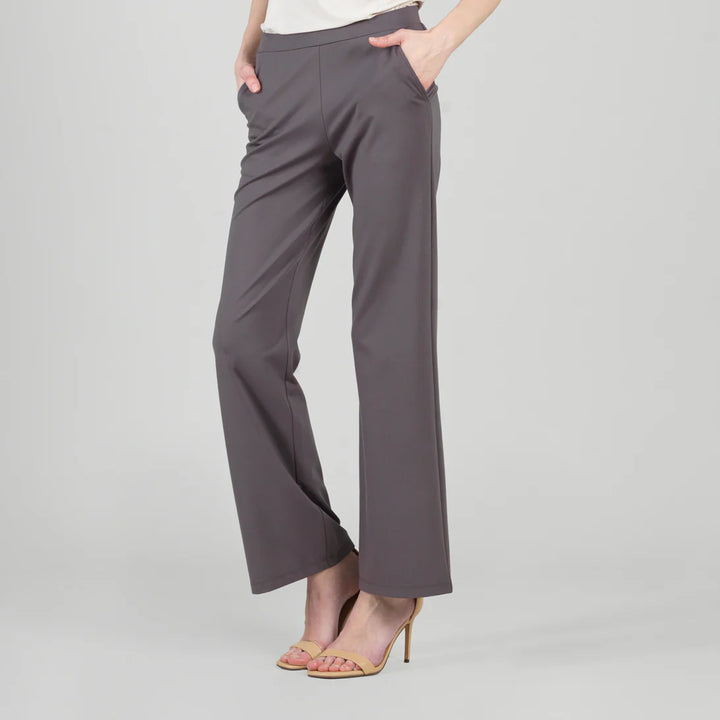 Rayon-Ponte Knit Loose Leg Pocket Pant