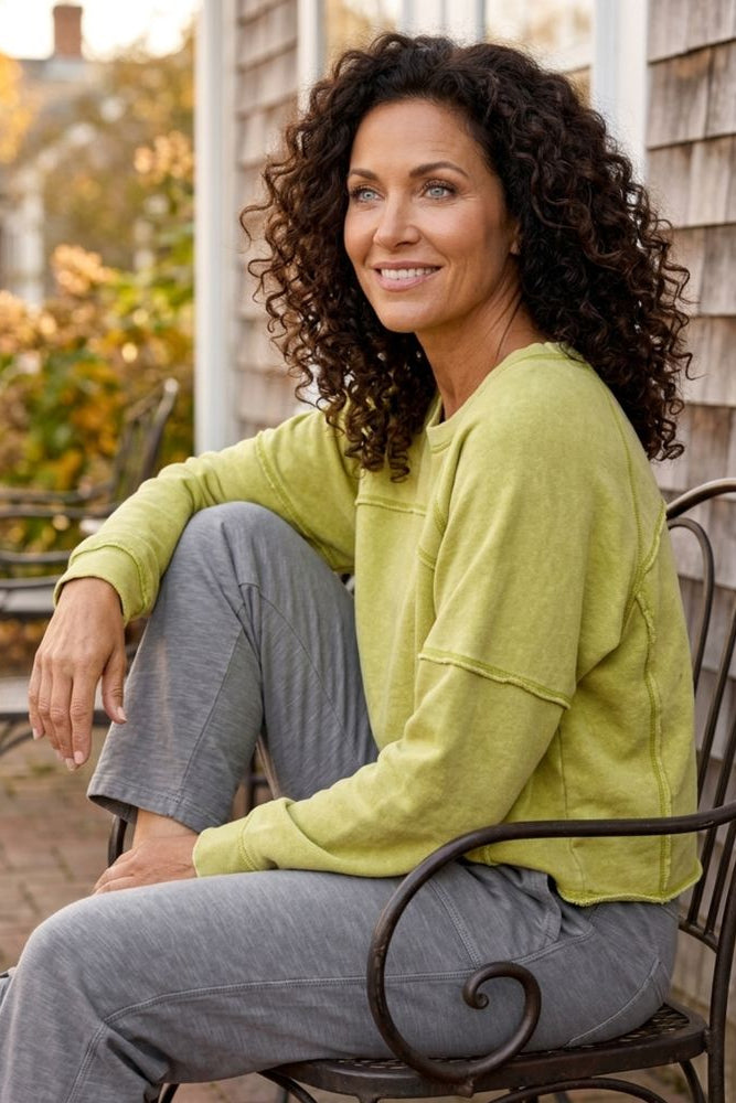 Color Washed Terry Weekend Raglan Top