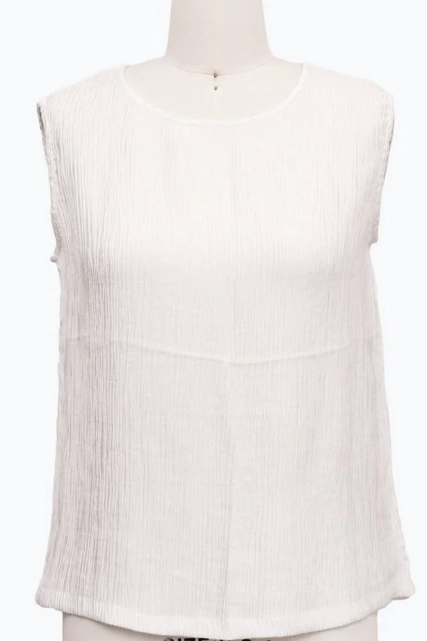 Crinkle Jewel Neck Shell