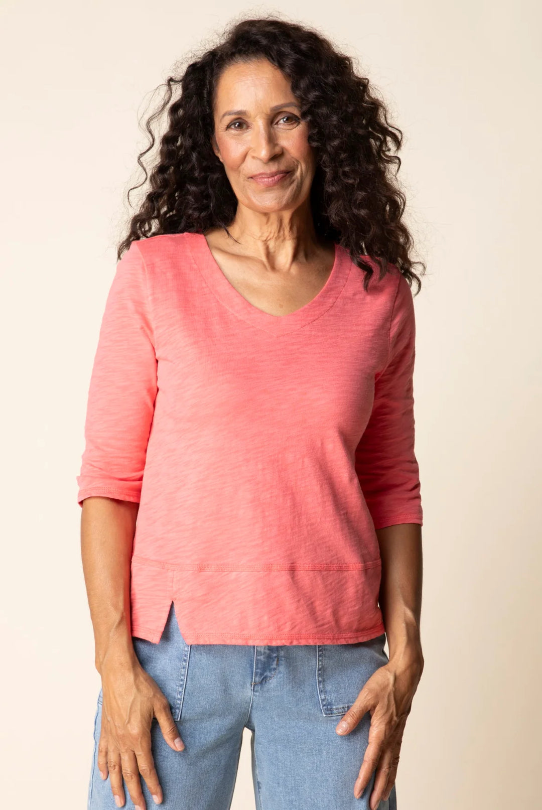 Cotton Pebble Elbow Sleeve Tee