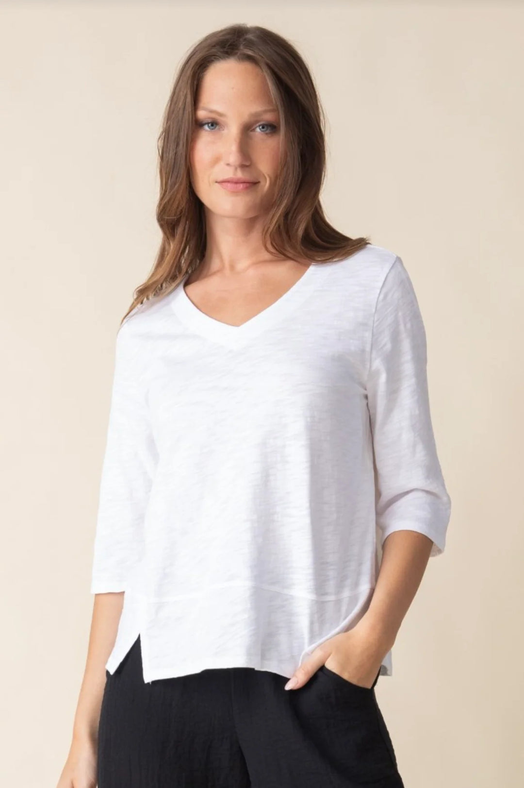Cotton Pebble Elbow Sleeve Tee