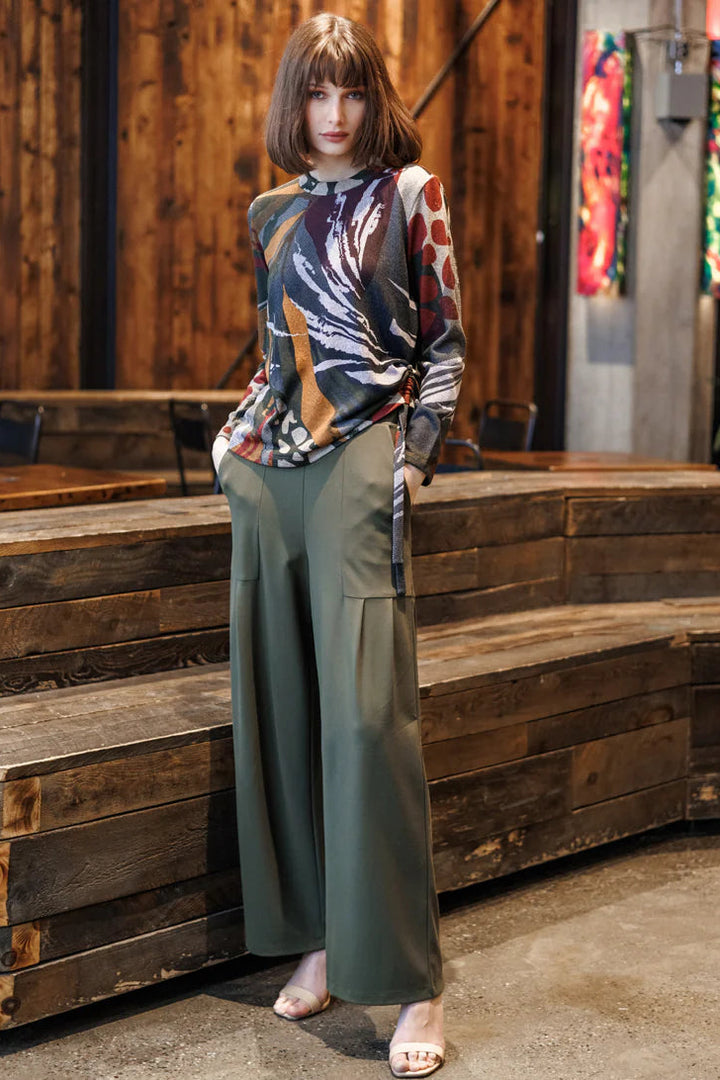 Multi Media Print Soft Scoop Neck Sweater