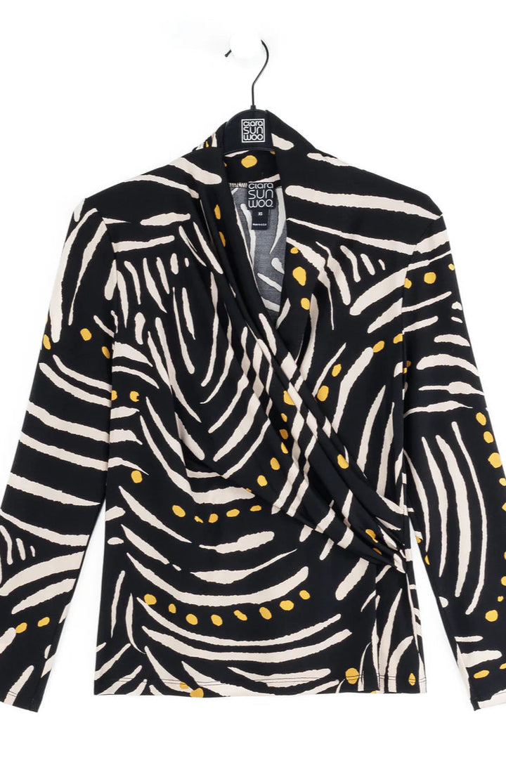 V-Neck Draped Pleat Top