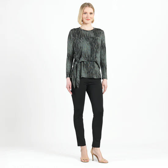 Crinkle Pleat Blouson Overlay Side Tie Top