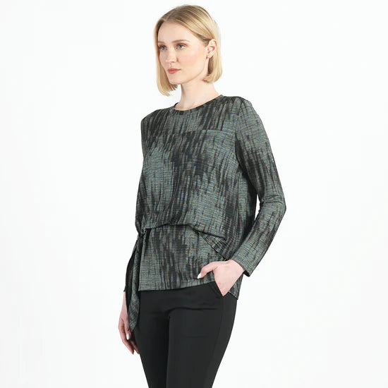 Crinkle Pleat Blouson Overlay Side Tie Top