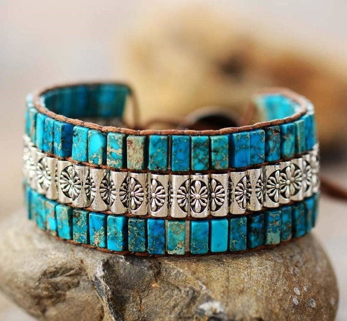 Tibetan Blue Jasper Wrap Bracelet