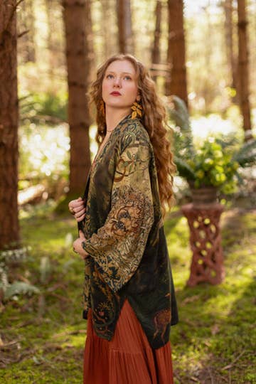 The Dawning Matineé (mid-length) duster w/ Ophelia & Fawns