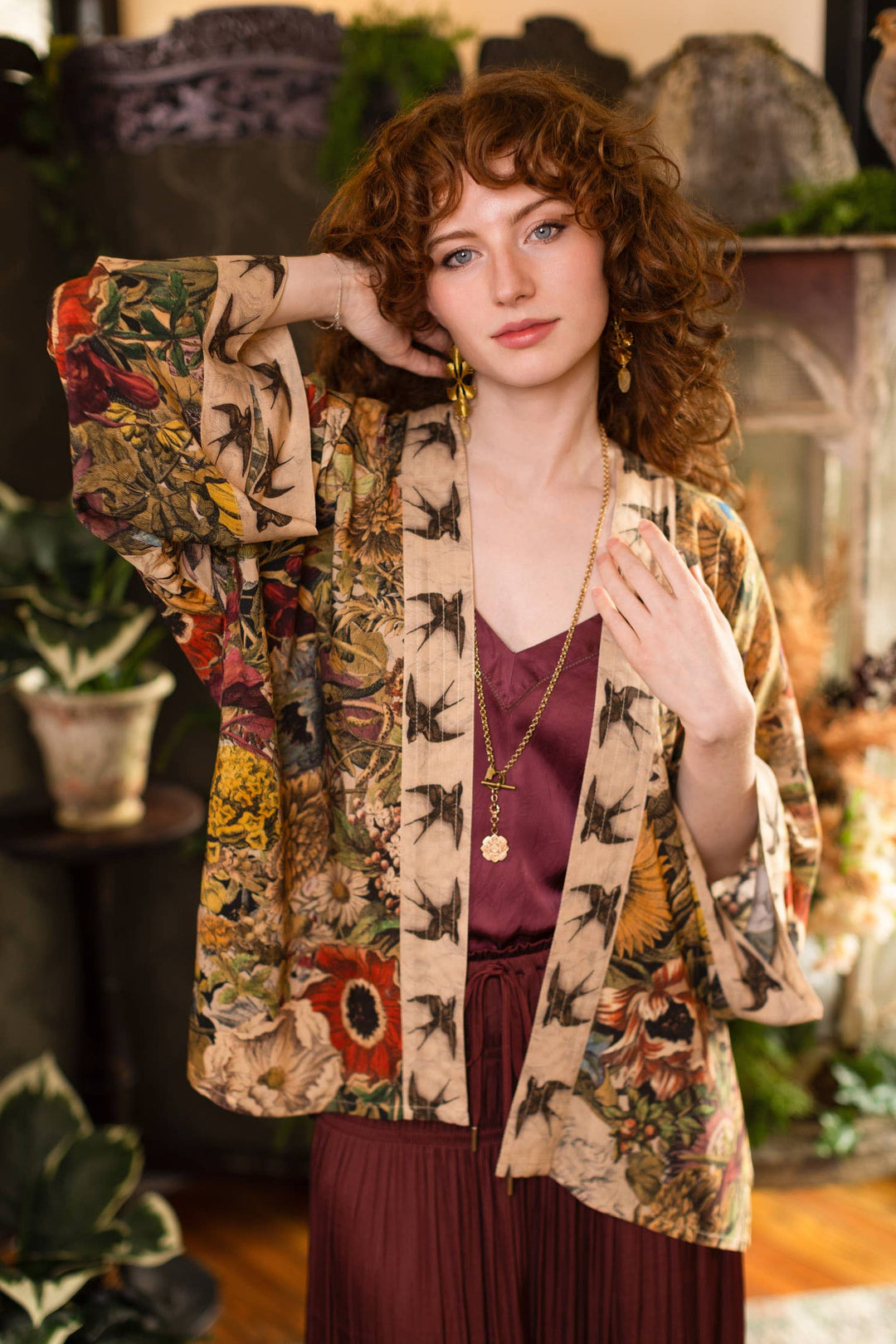 Golden Hour Pixie Duster Crop Kimono w/ Floral Print
