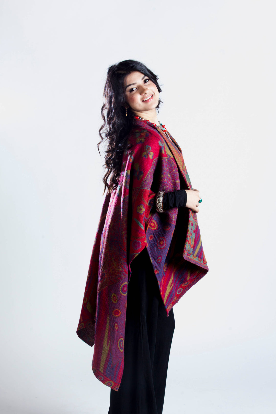 Poncho Cape~Fuchsia