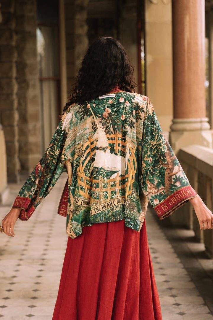 Wildheart Pixie Duster Crop Kimono w/ Unicorn & Castle
