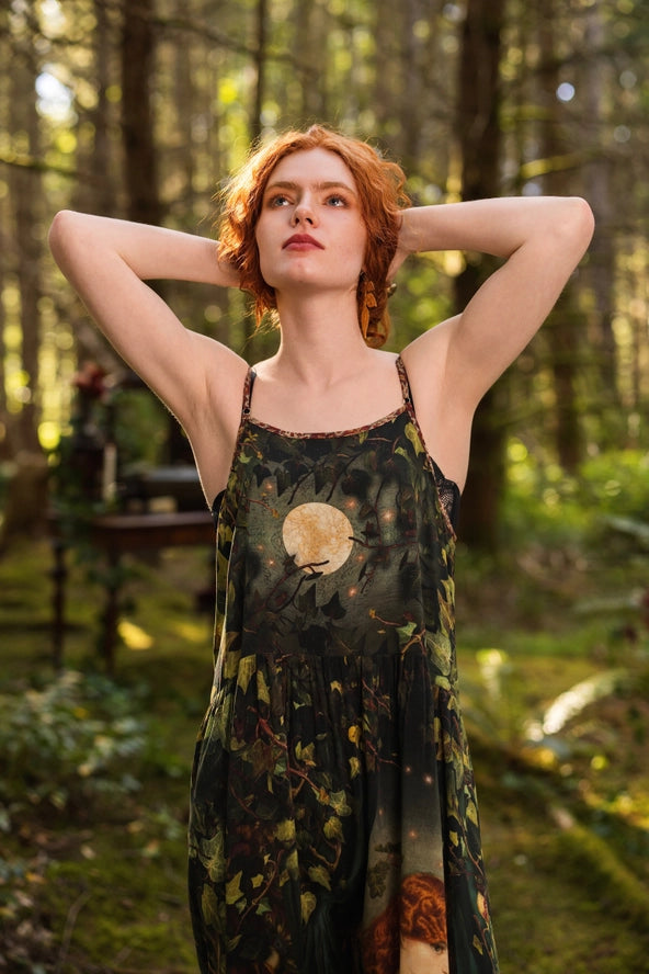 Solstice Bohéme Long Maxi Slip Dress w/ Persephone and Moon