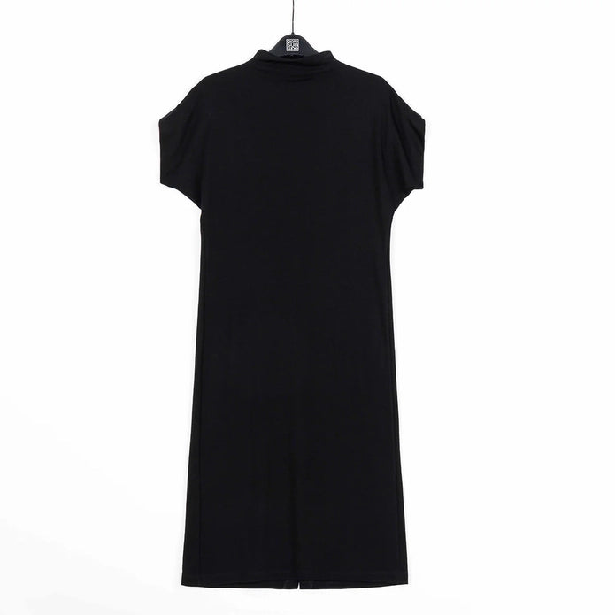 Ponte High Neck Cap Sleeve Stretch Knit Dress