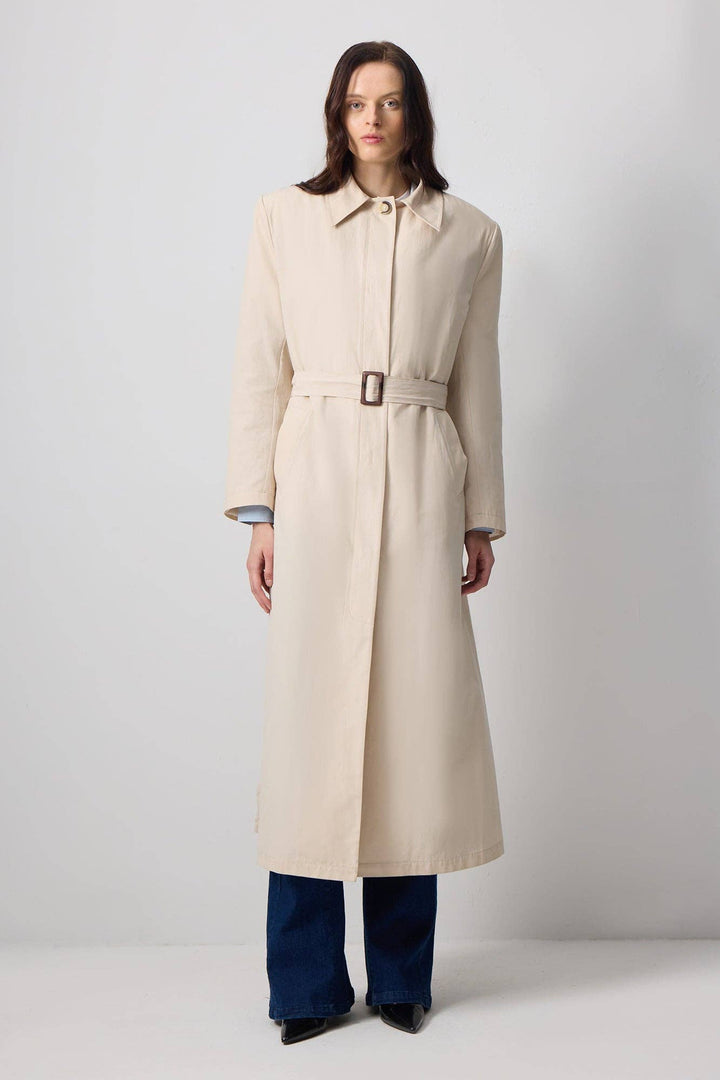 Belted Oversized Trench Coat - Cotton Blend