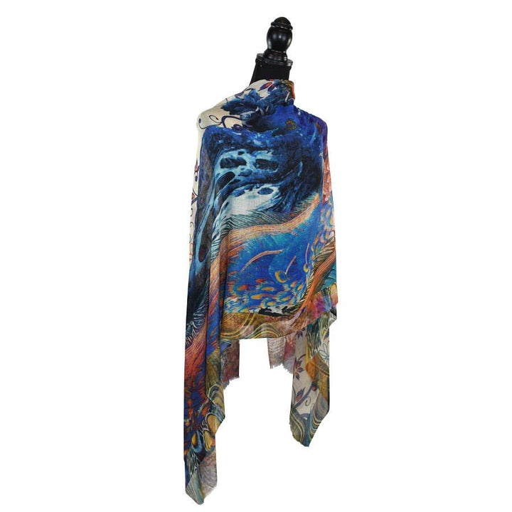 Peacock Colorful Cotton Silk Scarf