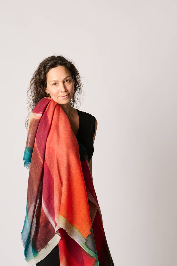 Rothko Style Travel Wrap/Scarf in Silk/Wool Blend