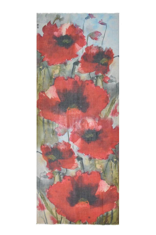 Havelock Watercolor Poppy Scarf