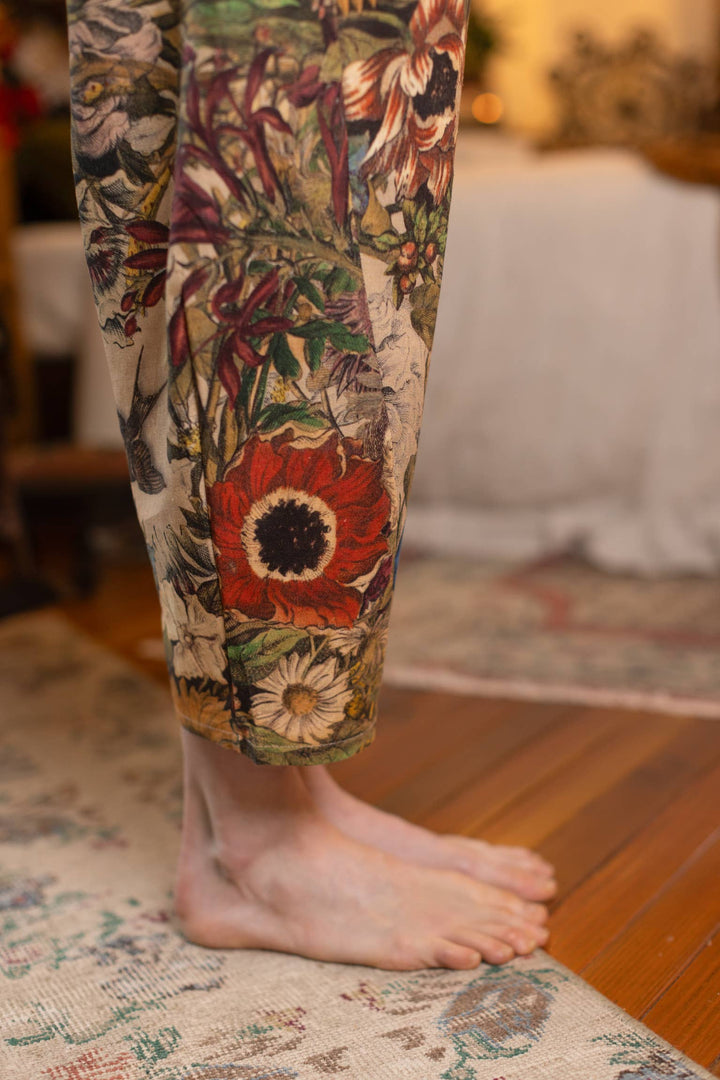 Golden Hour Linen Cropped Artist Pant w/ Floral Print
