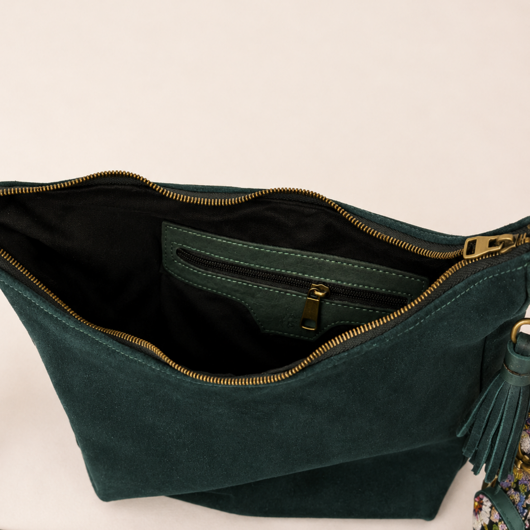 Encanto Boho Leather Crossbody with Embroidered Strap