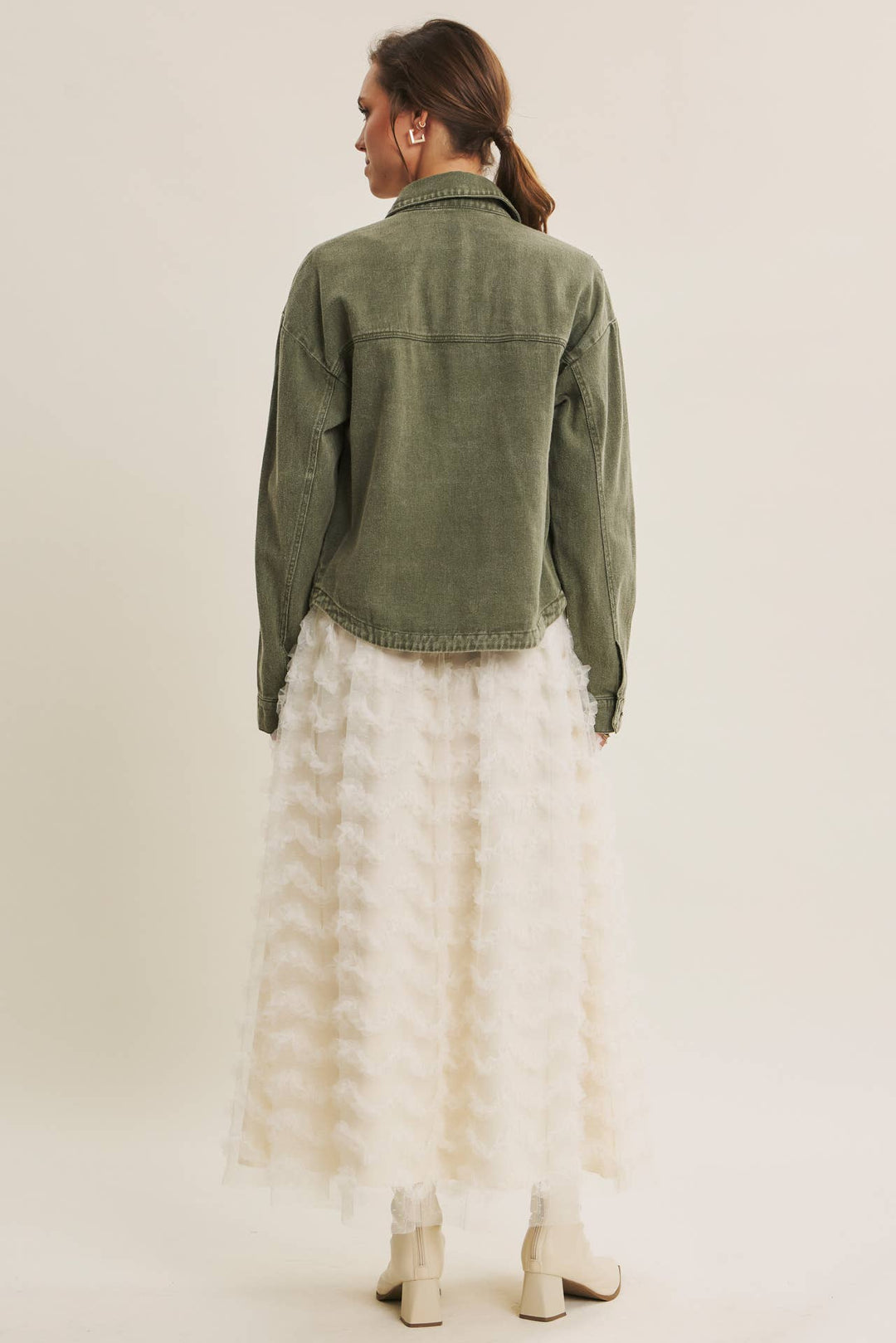 One of a Kind Washed Cotton Twill Utility Oversized Jacket