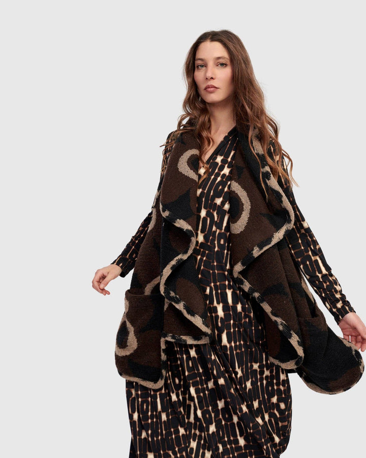 Piped Cozy Draped Vest, Floral by Alembika