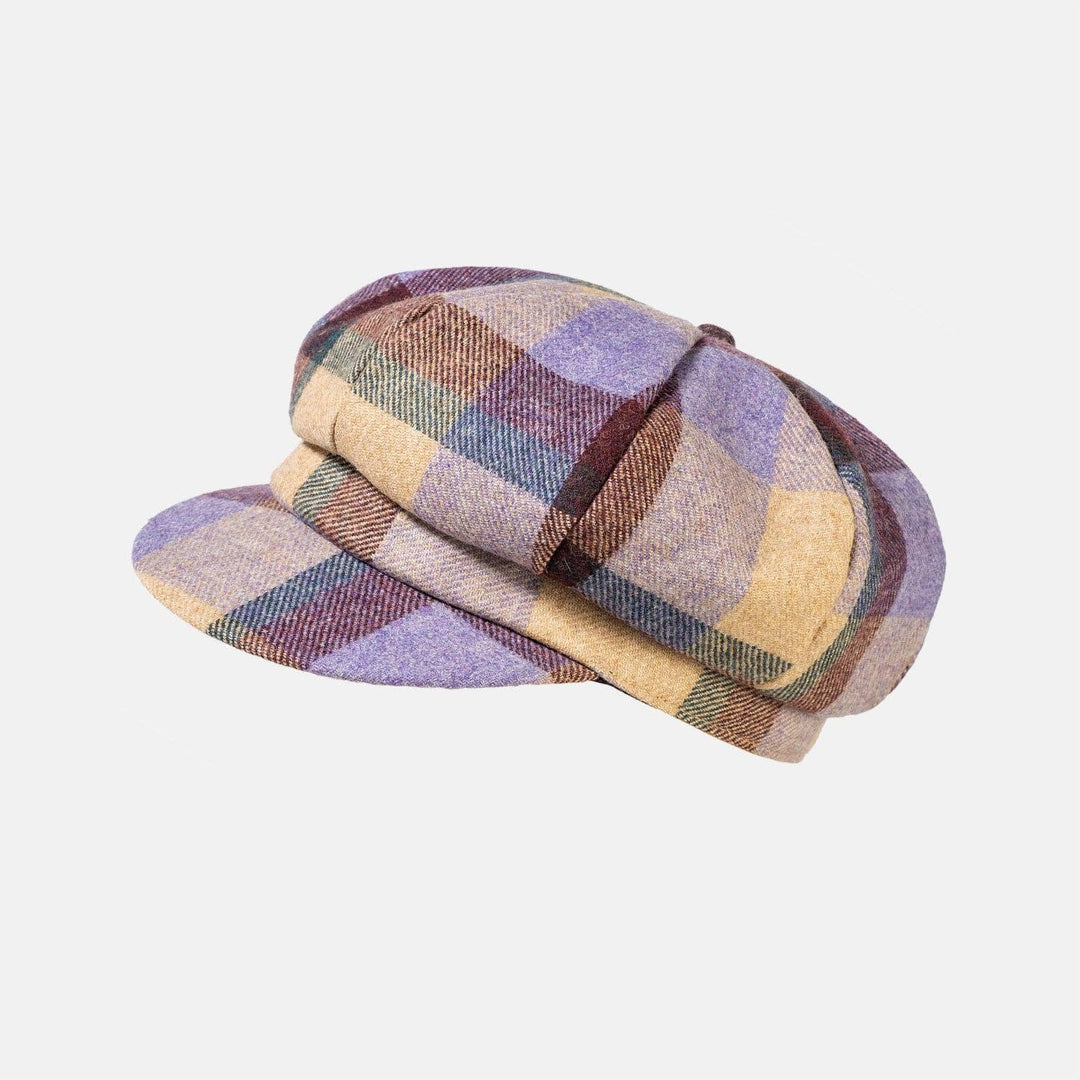 Checked Wool Baker Boy Cap
