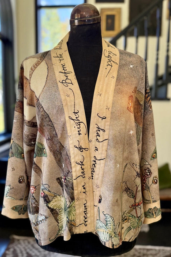 Lovelight Pixie Cropped Kimono w/ Woodland Swallow & Stars