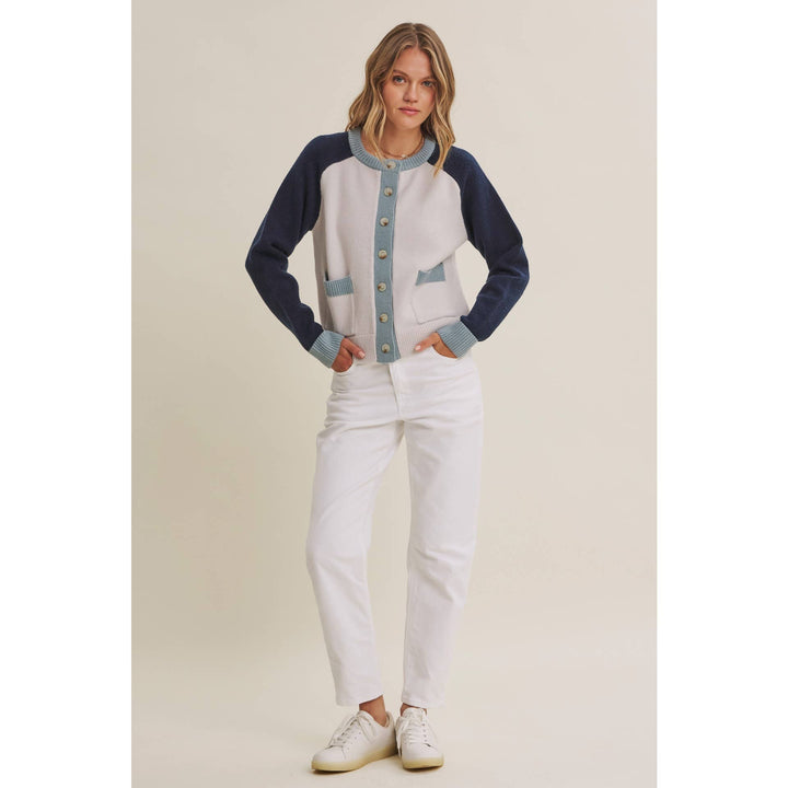 Morning Light Cafe Wool Blend Color Block Cardigan