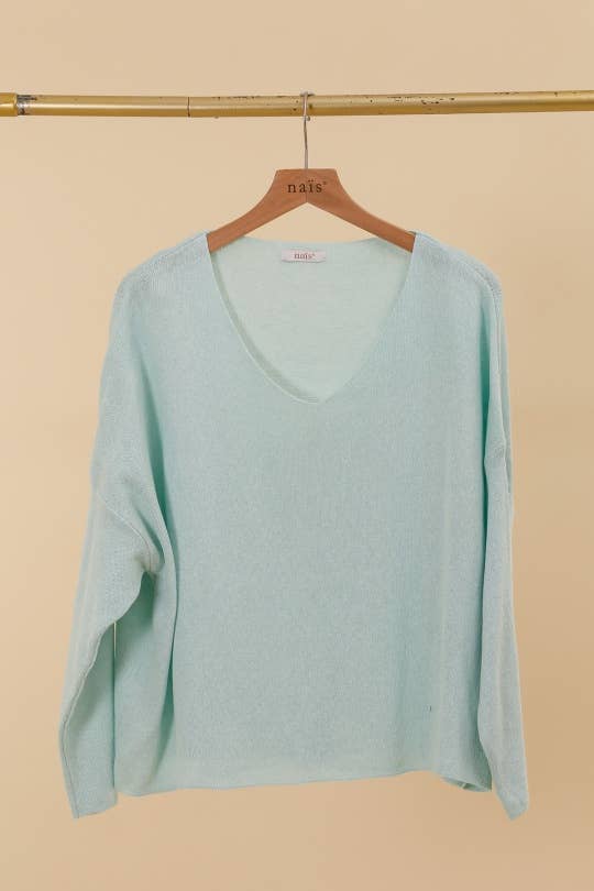 Short V-Neck Cotton Sweater