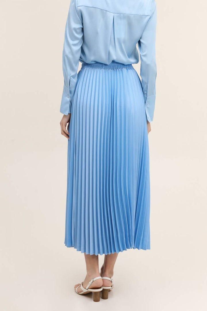 Plain Satin Pleated Skirt