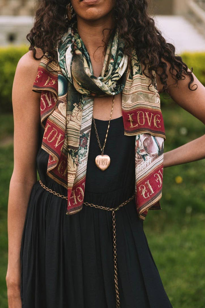 Wildheart Bohemian Scarf w/ Florals, Unicorn & Castle Print
