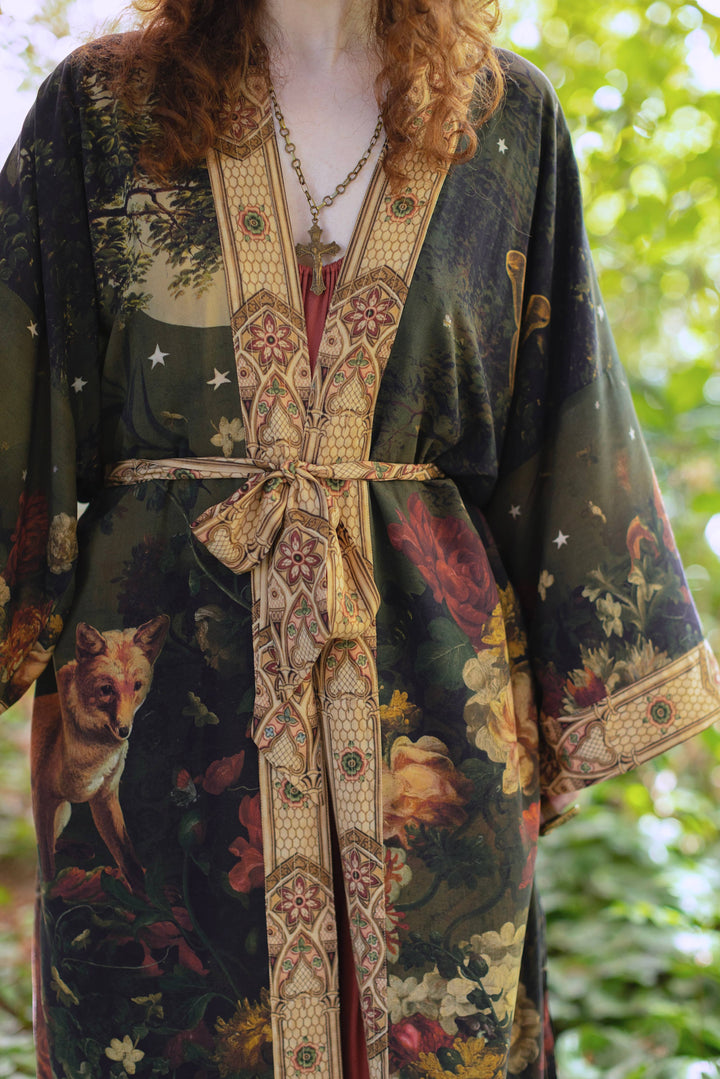The Messenger Opera Duster Robe w/ Joan of Arc & Florals