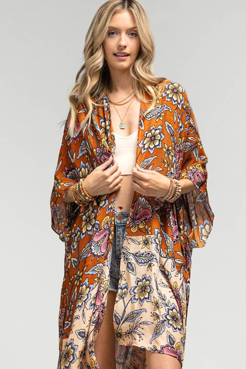 Garden Floral Print Kimono