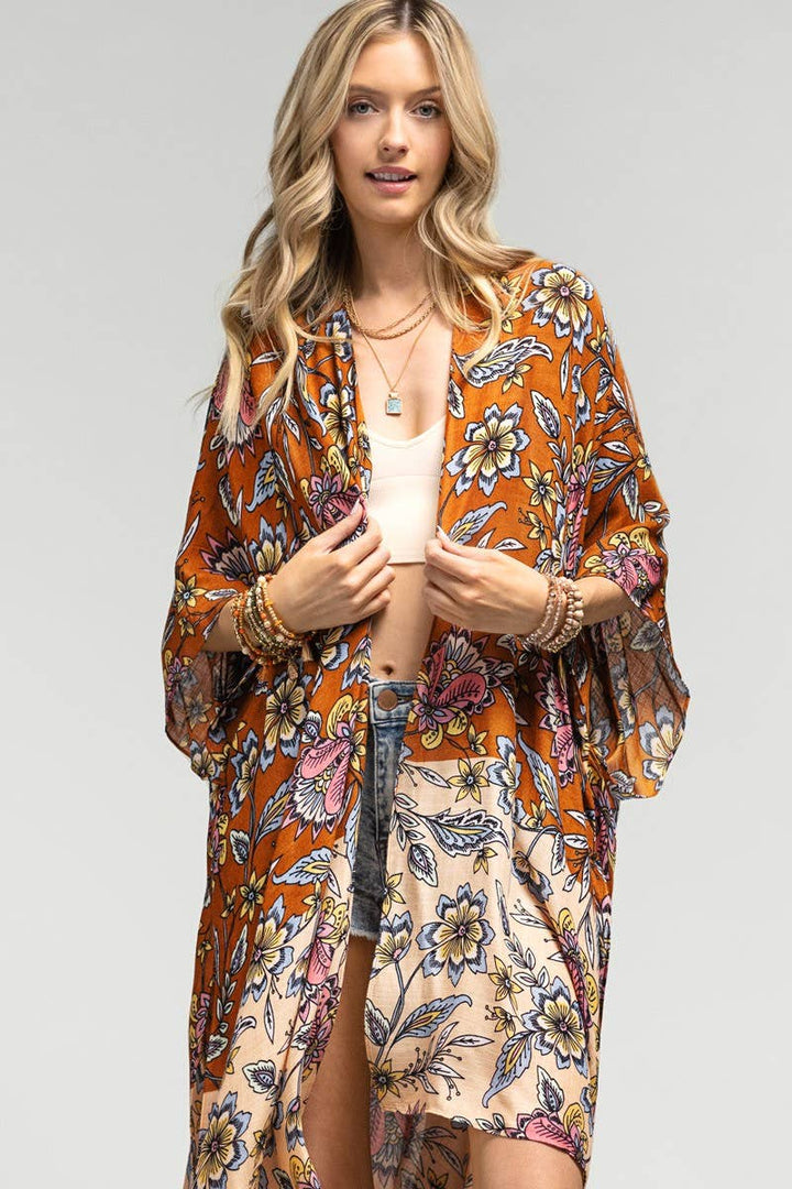 Garden Floral Print Kimono