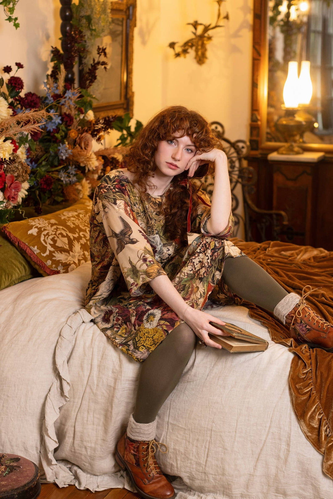 Golden Hour Artist Dress Tunic w/ Pockets & Floral Print