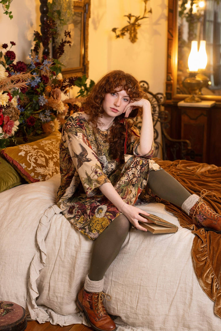 Golden Hour Artist Dress Tunic w/ Pockets & Floral Print