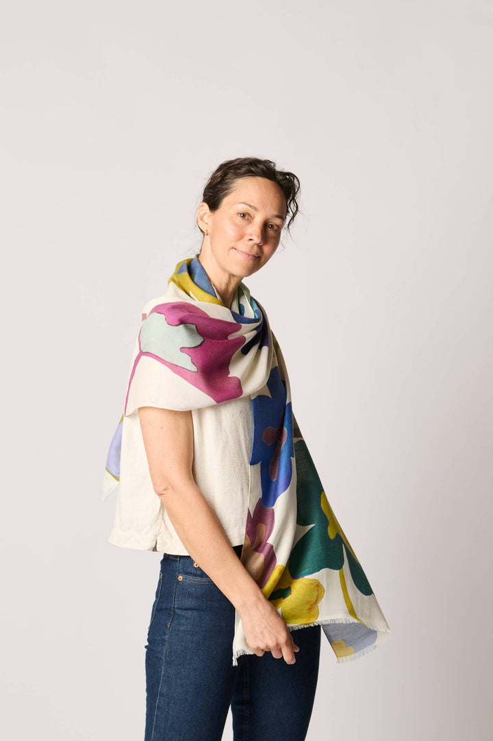 Cashmere Blend 'Flora' Art Scarf