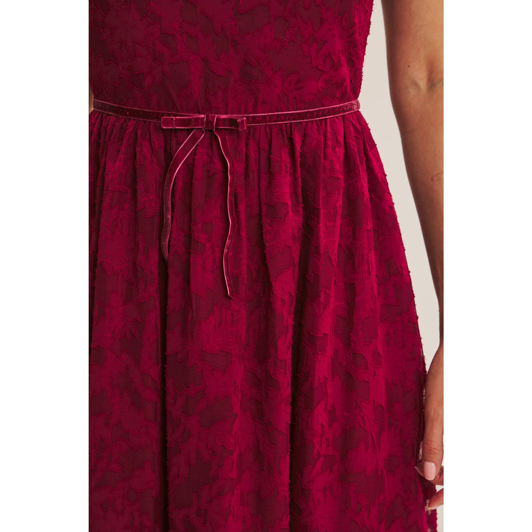 Rich in Texture Velvet Waist Jacquard Midi Dress