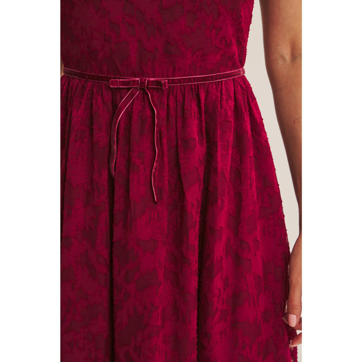 Rich in Texture Velvet Waist Jacquard Midi Dress